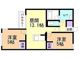 メニーズコート発寒中央 2LDKの間取図画像