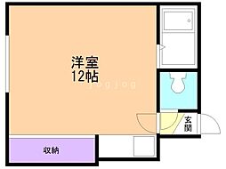 コーポラス22 ワンルームの間取図画像