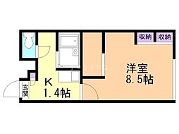 レオパレスロワジール西野A 1Kの間取図画像