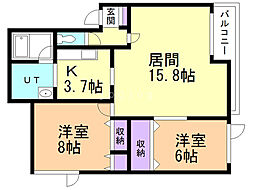メゾンドコナ 2LDKの間取図画像