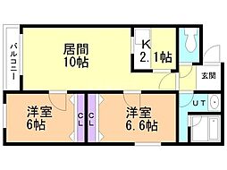 SERAM八軒 2LDKの間取図画像