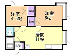 カーサエスパシオ 2LDKの間取図画像