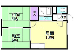 ハイツパークサイド 2LDKの間取図画像