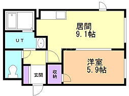 カトルセゾン 1LDKの間取図画像