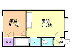 稲穂アパートメント 1DKの間取図画像