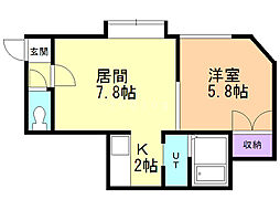 KSハイツ前田 1DKの間取図画像