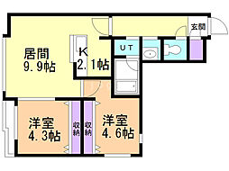 グランドサクセスコトニ2 2LDKの間取図画像