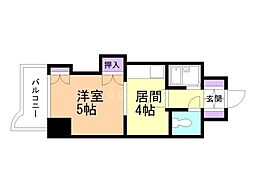 セザール琴似 1Kの間取図画像
