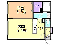 コラージュ琴似 1LDKの間取図画像