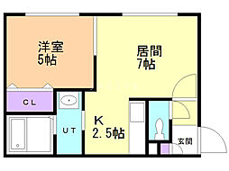 クラリス24軒 1LDKの間取図画像
