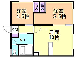エステートライフ富丘 2LDKの間取図画像
