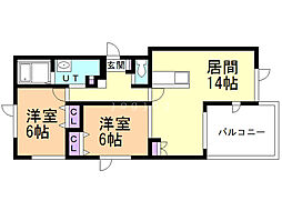 ルミナスニシノ58 2LDKの間取図画像