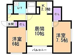 Y-Crystal 2LDKの間取図画像