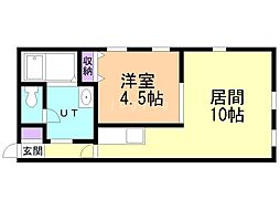 CASA西町グランデD 1LDKの間取図画像