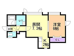 スウィートパレス 1LDKの間取図画像