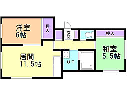 西町コート 2LDKの間取図画像