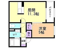 ブランドール八軒 1LDKの間取図画像