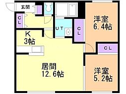 シャイニングウェストフィールド2 2LDKの間取図画像