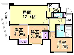シャンティ発寒南 3LDKの間取図画像
