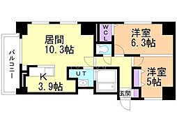 アーバンフラッツ琴似 2LDKの間取図画像