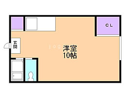 パークコート中の島 ワンルームの間取図画像