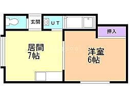 CHARMANT木の花 1DKの間取図画像