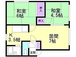 レジデンス藤 2LDKの間取図画像