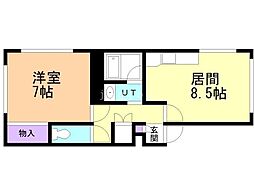 コーポ真栄 1LDKの間取図画像