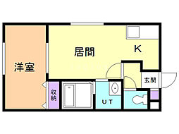 エクセル中の島 1LDKの間取図画像