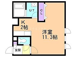 ドゥアズガーデン 1Kの間取図画像