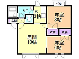 サンビアド 2LDKの間取図画像