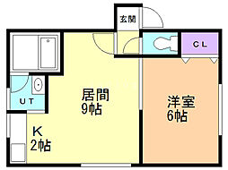 HM24ハイツ 1LDKの間取図画像