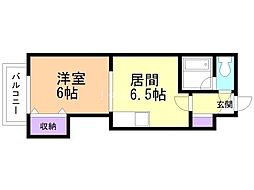 フラットK平岸 1DKの間取図画像