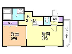 グランメール水車町 1LDKの間取図画像