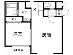 クラージュ豊平公園2 1LDKの間取図画像