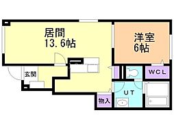 緑ヶ丘テラス 1LDKの間取図画像