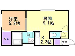 リッツヒル 1LDKの間取図画像
