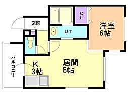 メゾンブレイニー 1LDKの間取図画像