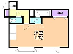 エスコート川沿B ワンルームの間取図画像