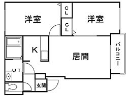 グランメール214 2LDKの間取図画像