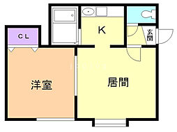 こぉぽらす31 1LDKの間取図画像