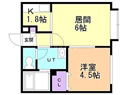 コート月寒 1DKの間取図画像