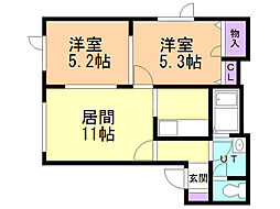 シャーメゾンサニーB 2LDKの間取図画像