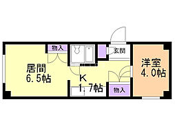 サンリバーハイツ 1DKの間取図画像