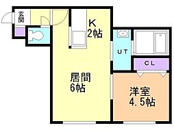 グランセ月寒 1LDKの間取図画像