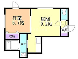 ピースハーモニー南平岸B棟 1LDKの間取図画像