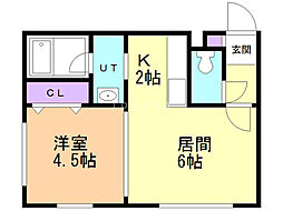 ユニヴェール澄川 1LDKの間取図画像