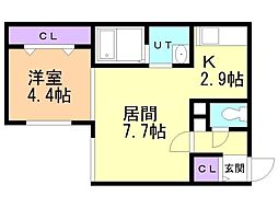 G-ハイム西岡 1LDKの間取図画像