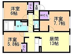 コンフォート平岡 3LDKの間取図画像