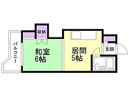 サンセットハイツ平岸通 1DKの間取図画像